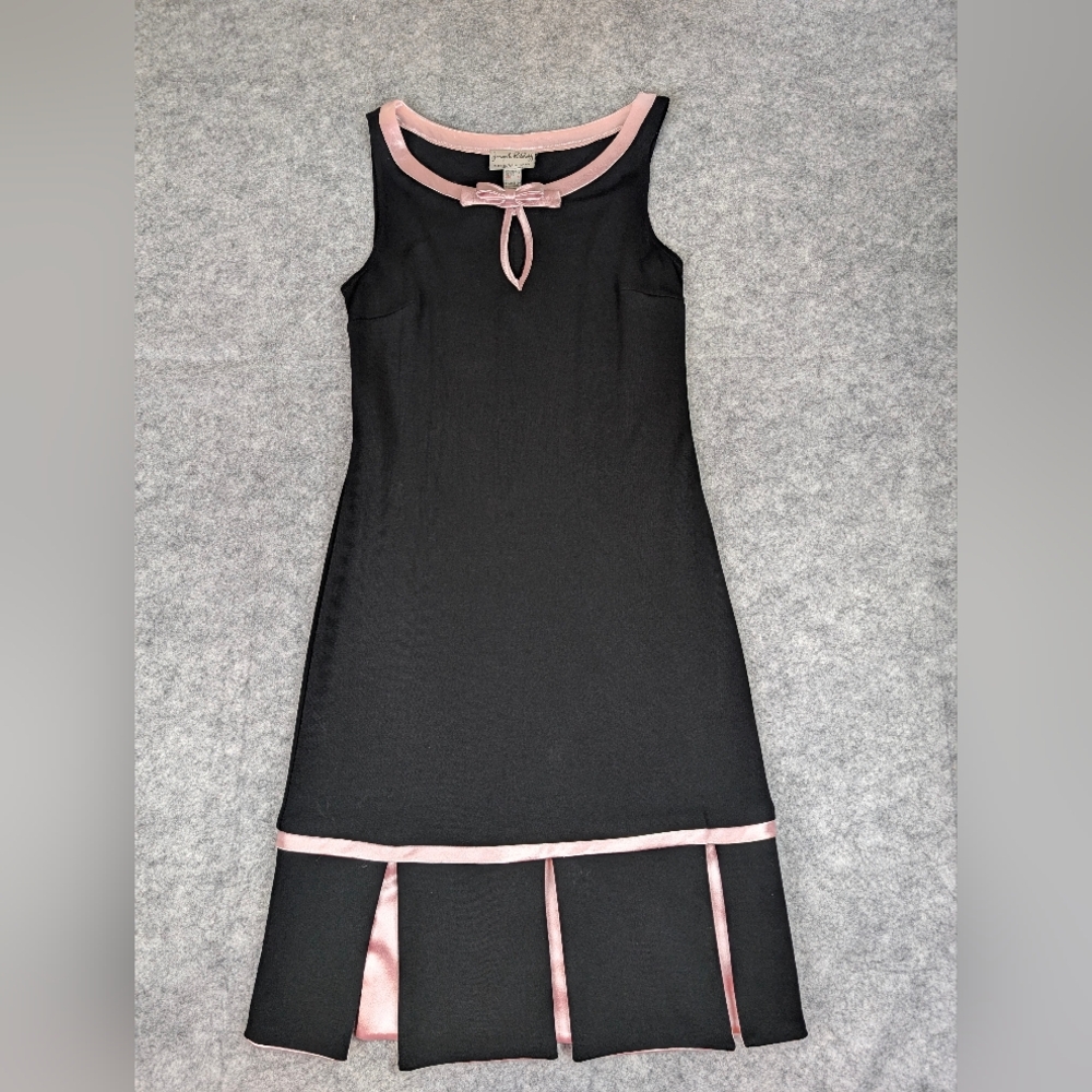 Joseph Ribkoff Elegant Black and Pink Satin Sleeveless Dress